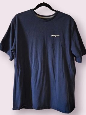 Patagonia Navy Blue Tshirt Mens L Regular Fit With Original Logo On Back |  EUC